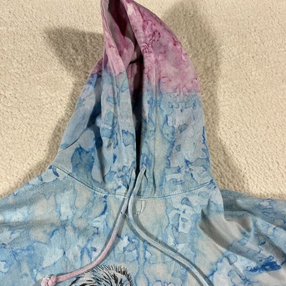 Exist Hoodie Mens Large Tye Dye Blue Pink Squirrel On Bike Graphic - Picture 5 of 9